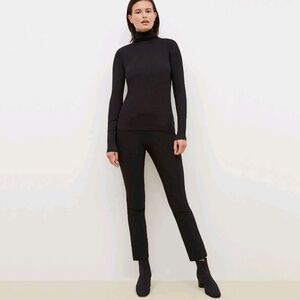 MM Lafleur Foster Cigarette Pants 8 Black Adustable Hem Cotton Stretch